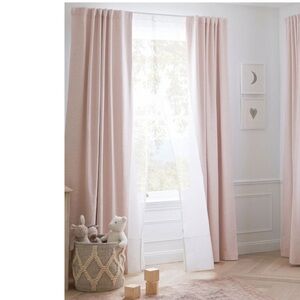 Pottery Barn Kids Bright Linen blackout curtain panel 44” x 84” 1 panel Pink